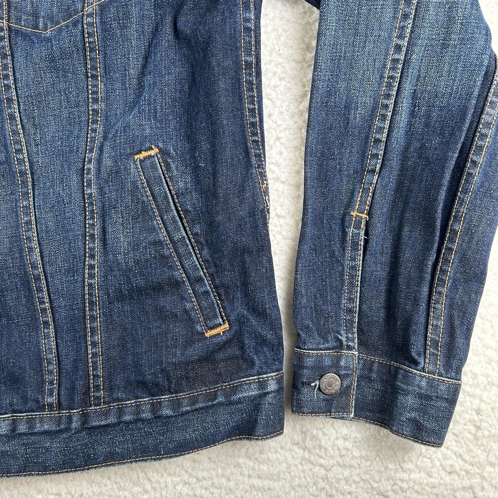 Vintage Gap Denim Jacket Mens Large Trucker Button Front Dark Indigo Unlined Y2K - Picture 2 of 15